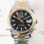 EX Factory Rolex Datejust ii 41mm Swiss 2836 Watch - Black Dial 2-Tone Yellow Gold Jubilee Bracelet
